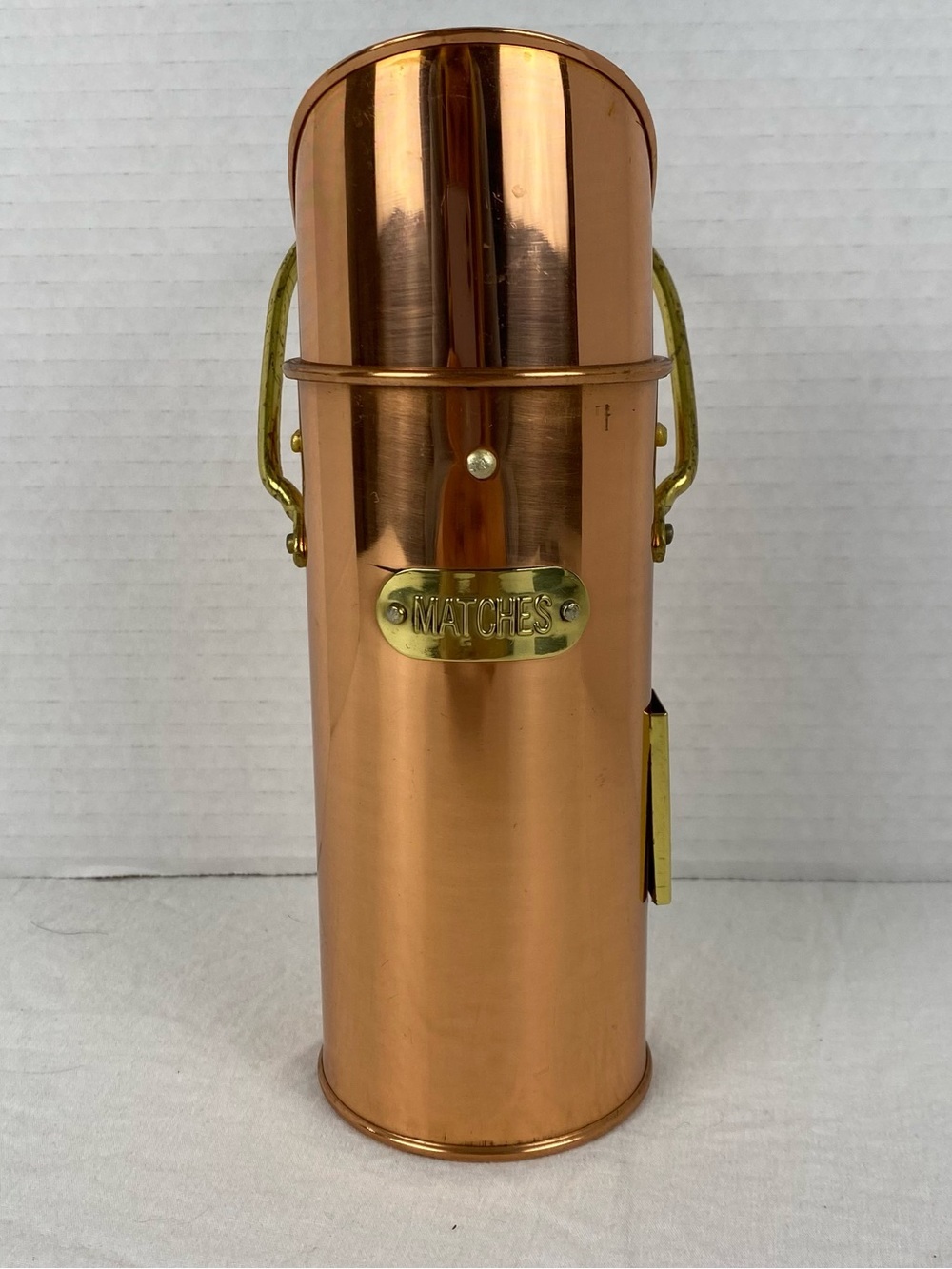 Vintage Copper Match Holder Genin Trudeau Montreal Wall Match Safe Rustic Decor